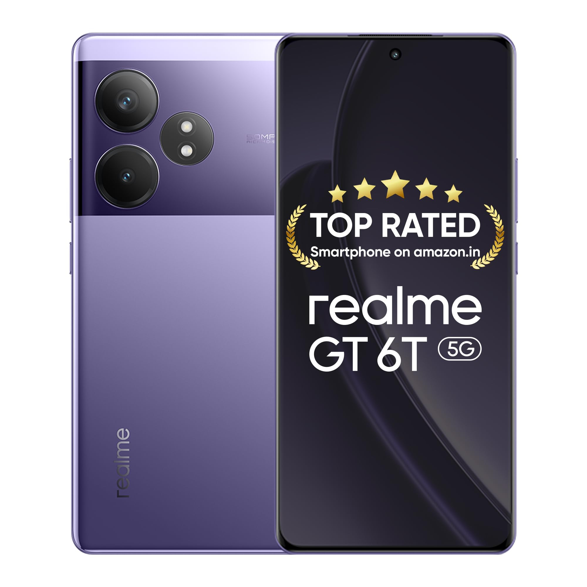 realme GT 6T 5G Miracle Purple8GB RAM256GB Storage  Indias 1st 7 Gen 3 Flagship Chipset  15M  AnTuTu Score  5500mAh120W  The Worlds Brightest Flagship Display