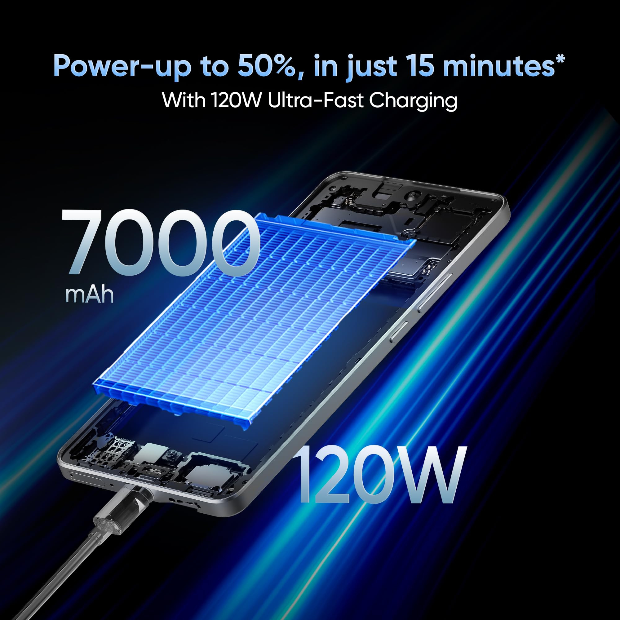 realme GT 7T IceSense Blue12GB512GB  MediaTek D8400 MAX  Strongest Battery Combo 7000mAh  120W  AI 4K 60FPS Travel Camera  360 Cooling IceSense Design with Graphene  6000 nits Display