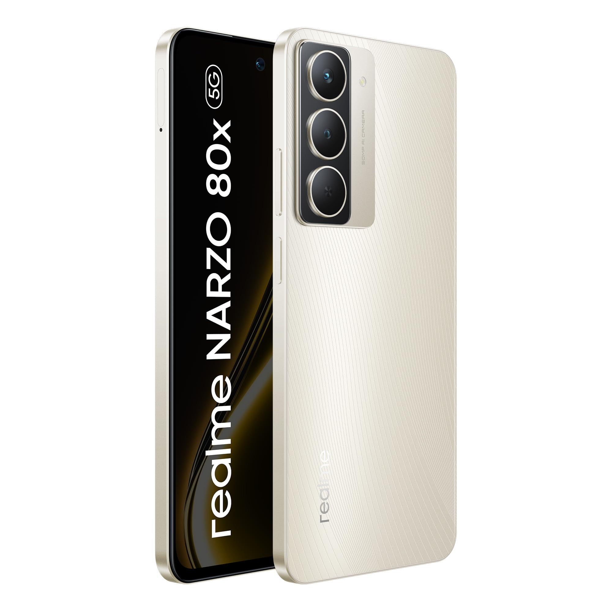 realme NARZO 80x 5G Sunlit Gold8GB128GB   Dimensity 6400 5G Chipset  6000mAh Long-Lasting Battery  45W Fast Charge  120Hz Eye Comfort Display  IP69 Top-Tier Waterproof