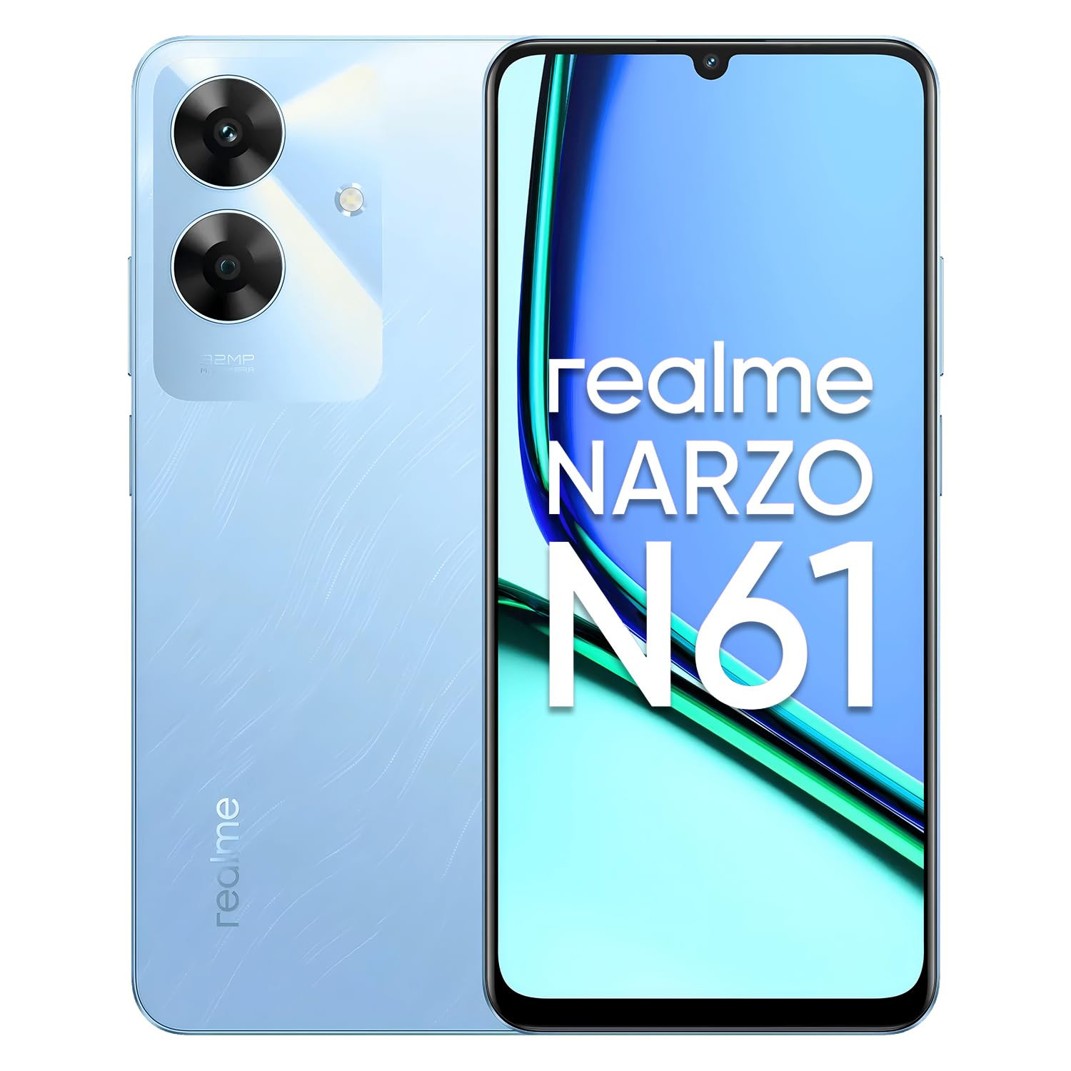 realme NARZO N61 4G Smartphone 464GB Blue656-inch Screen90Hz Display5000mAh Battery 32MP CameraUNISOC T612 IP544 Dust  Water ResistantBend Resistant Drop Resistant