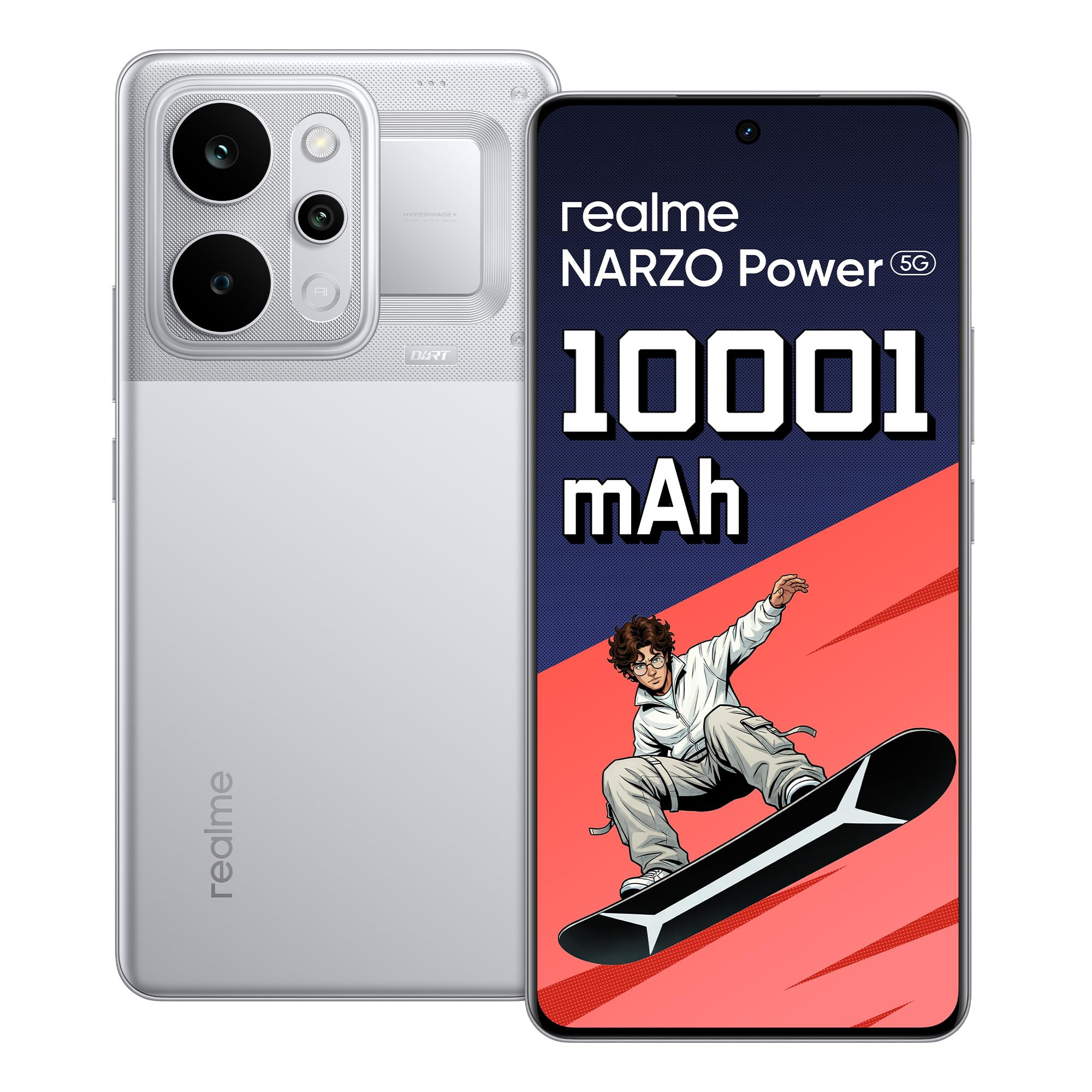 realme NARZO Power 5G Titan Silver8GB256GB 10001mAh Power Stay Unstoppable 144Hz Curved AMOLED Display Revolutionary Dual-Chip System 50MP Sony OIS Camera