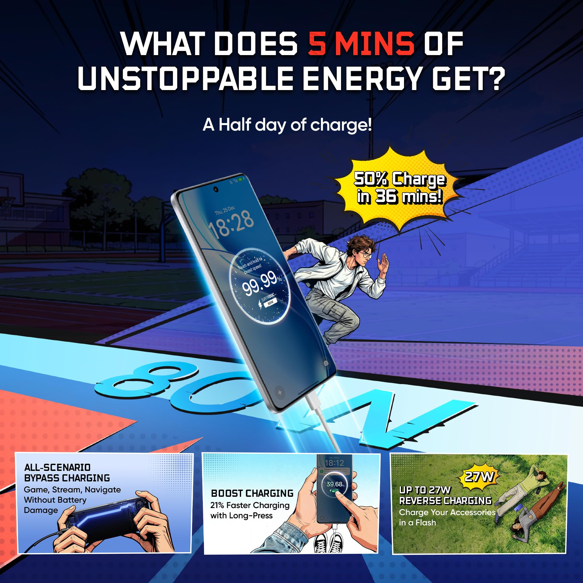 realme NARZO Power 5G Titan Silver8GB256GB 10001mAh Power Stay Unstoppable 144Hz Curved AMOLED Display Revolutionary Dual-Chip System 50MP Sony OIS Camera