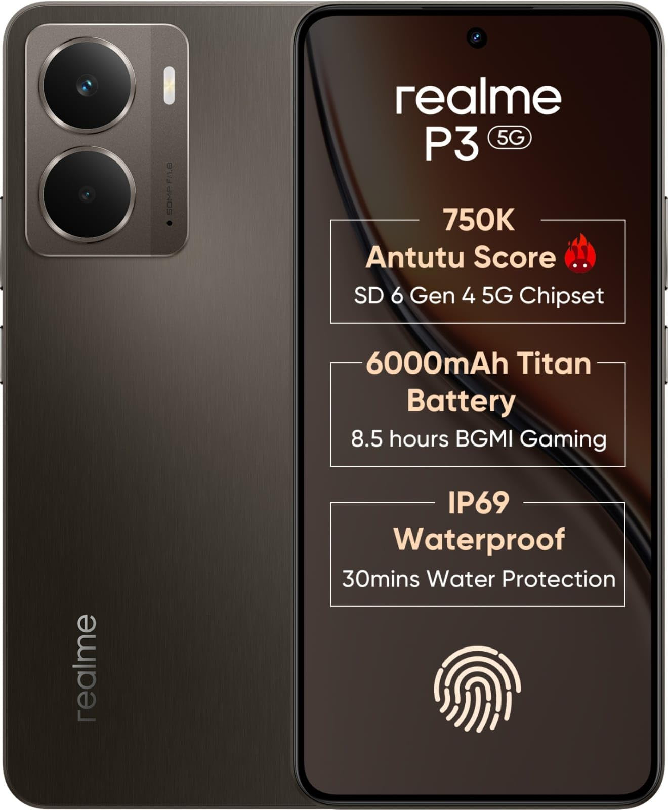 realme P3 5G with 667 FHD 120Hz AMOLED Display 6 GB RAM 128 GB ROM Comet Grey