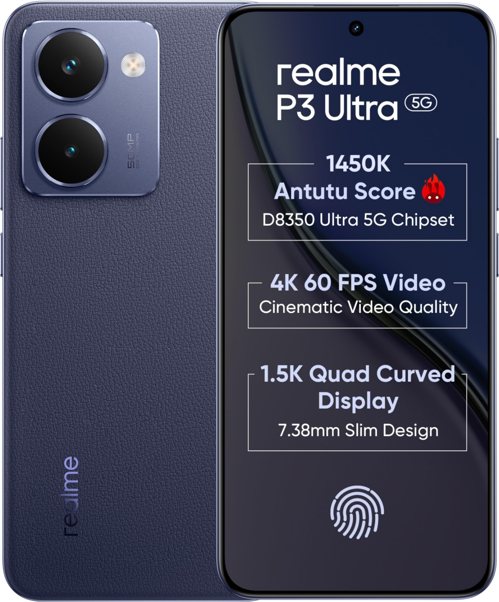 realme P3 Ultra 5G Neptune Blue 8GB RAM 128GB Storage  Dimensity 8350 Ultra  50MP8MP Camera  16MP Front  683 120Hz AMOLED  6000mAh Battery  80W Fast Charging  Up to 16GB RAM Expansion