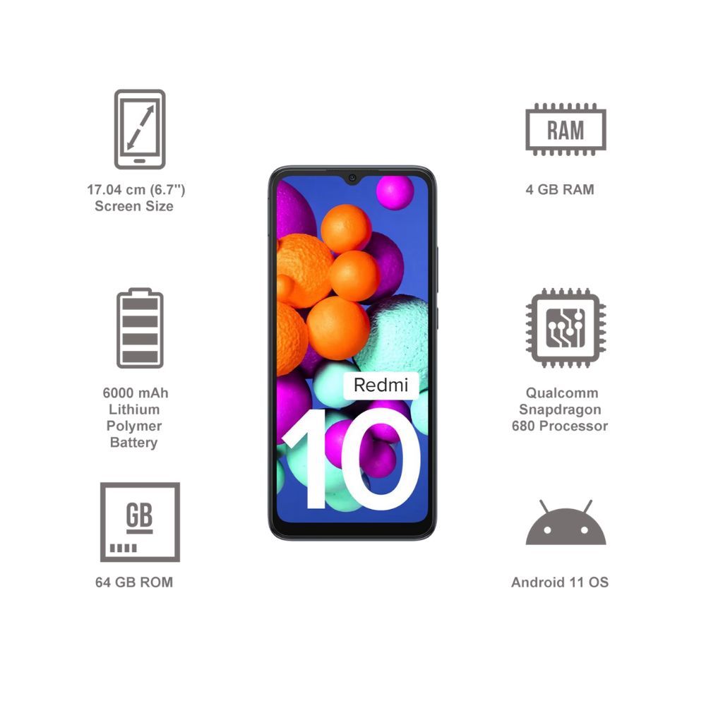 Redmi 10 (128GB ROM, 6GB RAM, Midnight Black)