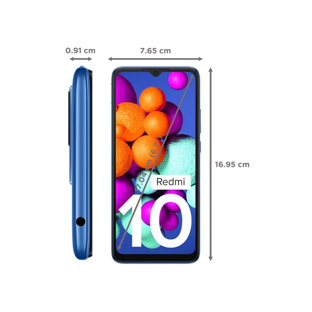 Redmi 10 (128GB ROM, 6GB RAM, MZB0B6PIN, Pacific Blue)