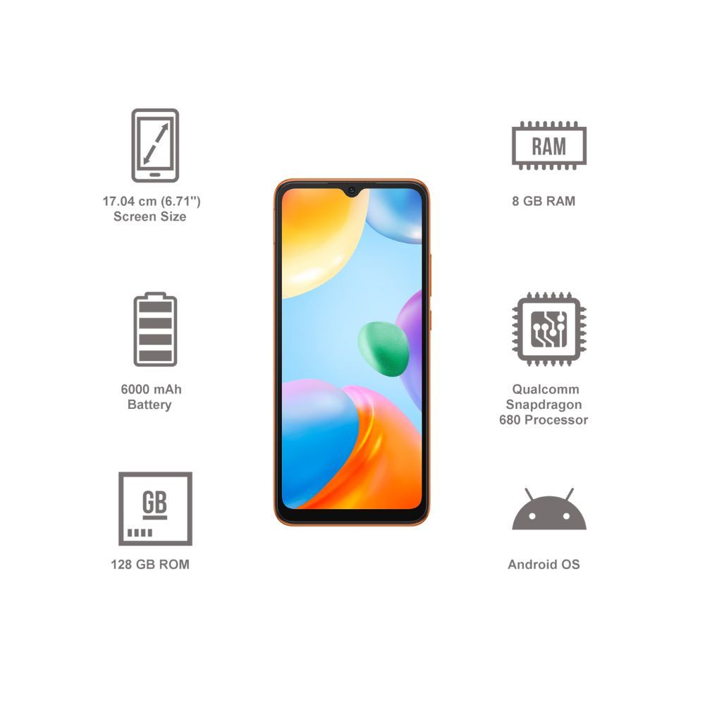 Redmi 10 Power (128GB ROM, 8GB RAM, MZB0BWCIN, Sporty Orange)