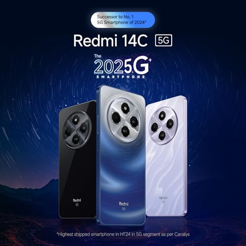Redmi 14C 5G Stardust Purple 4GB RAM 128GB Storage  Superfast 4nm Snapdragon 4 Gen 2  120Hz 1747cm 688 Display  5160mAh Battery  50MP Dual Camera  Premium Starlight Design