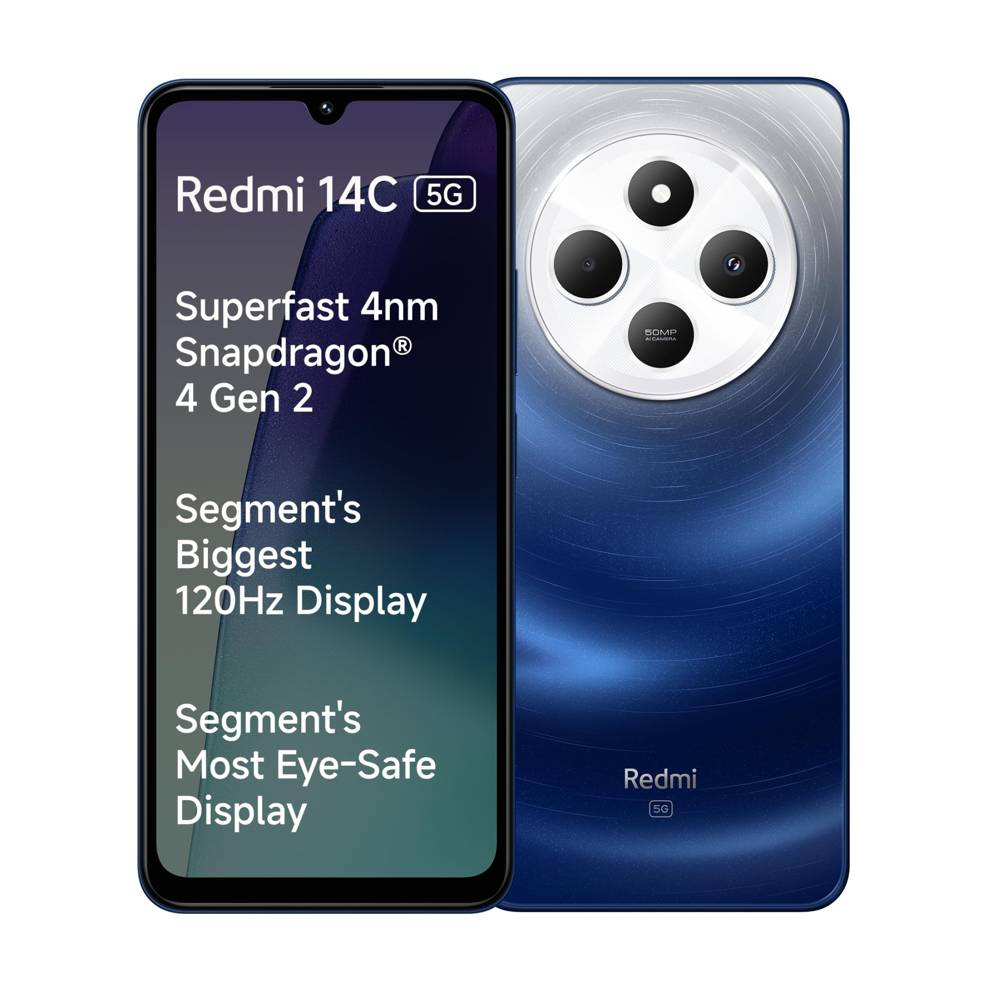 Redmi 14C 5G Starlight Blue 4GB RAM 128GB Storage  Superfast 4nm Snapdragon 4 Gen 2  120Hz 1747cm 688 Display  5160mAh Battery  50MP Dual Camera  Premium Starlight Design
