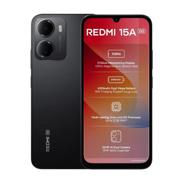 Image of REDMI 15A 5G Ace Black 6GB RAM 128GB ROM