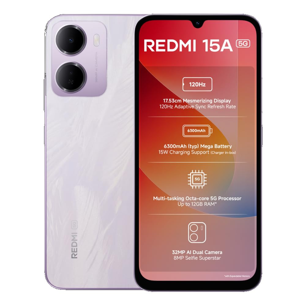 REDMI 15A 5G Amaze Purple 4GB RAM 128GB ROM