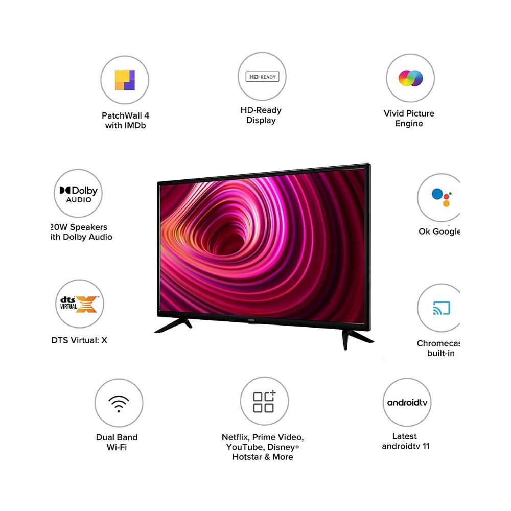 Redmi 80 cm (32 inches) Android 11 Series HD Ready Smart LED TV | L32M6-RA/L32M7-RA (Black)