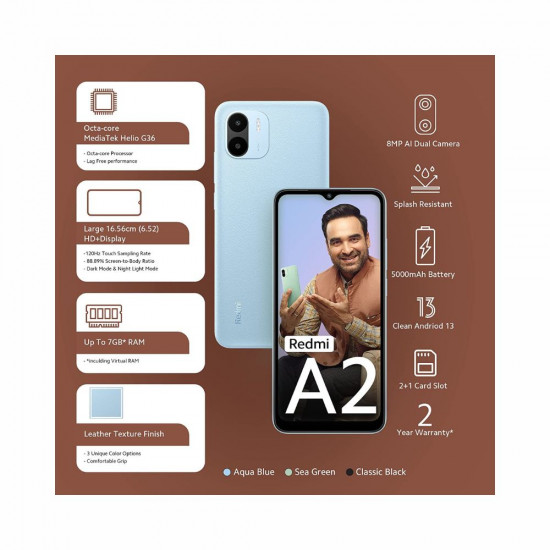 REDMI A2 (Aqua Blue, 64 GB)  (4 GB RAM)