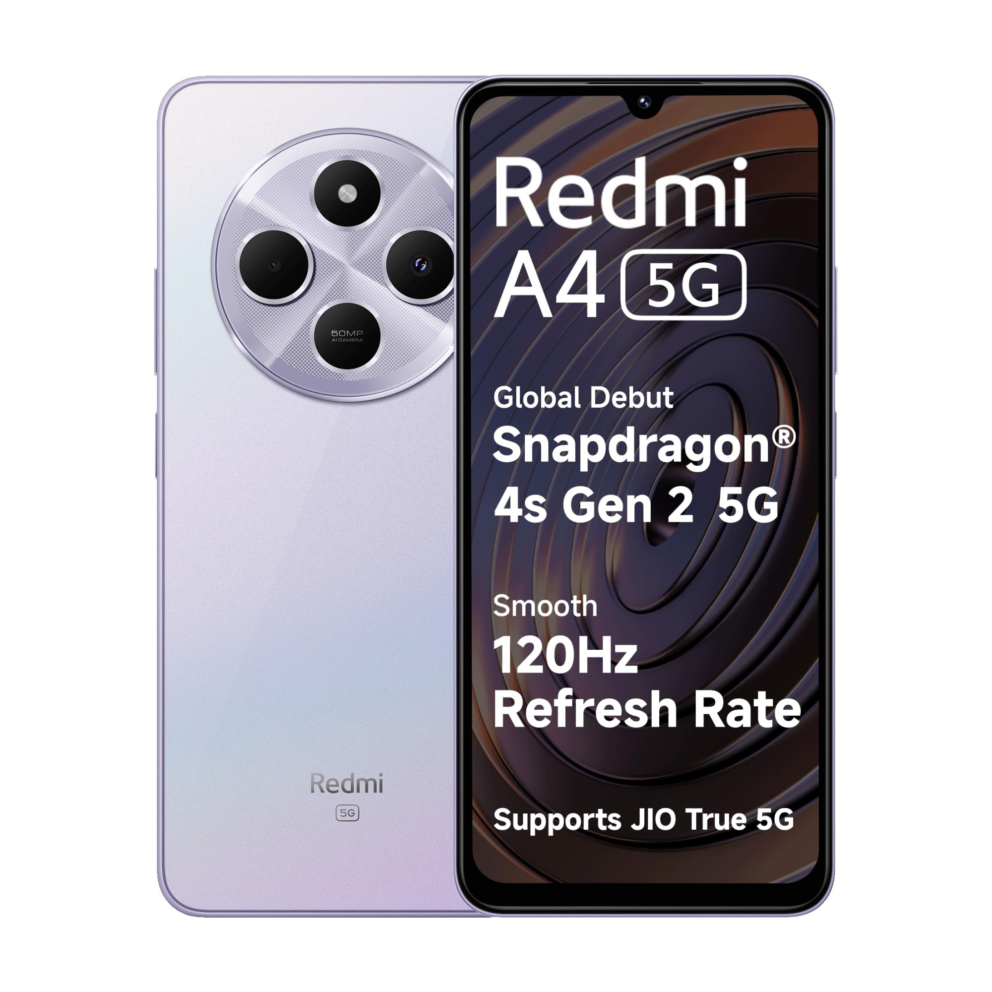 Redmi A4 5G Sparkle Purple 6GB RAM 128GB Storage  Global Debut SD 4s Gen 2  Segment Largest 688in 120Hz  50MP Dual Camera  18W Fast Charging