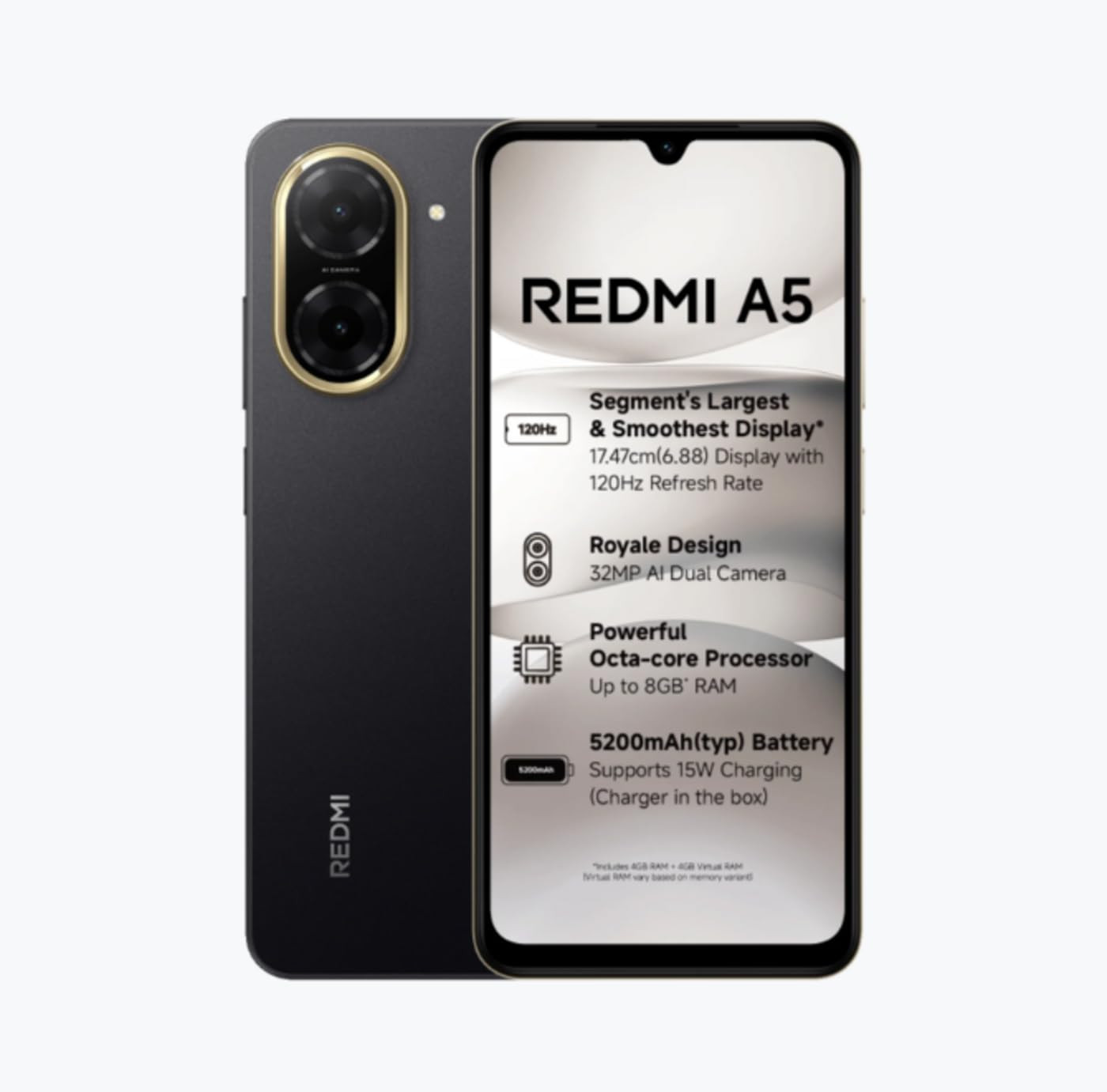 Redmi A5 Just Black 4GB RAM 128GB ROM