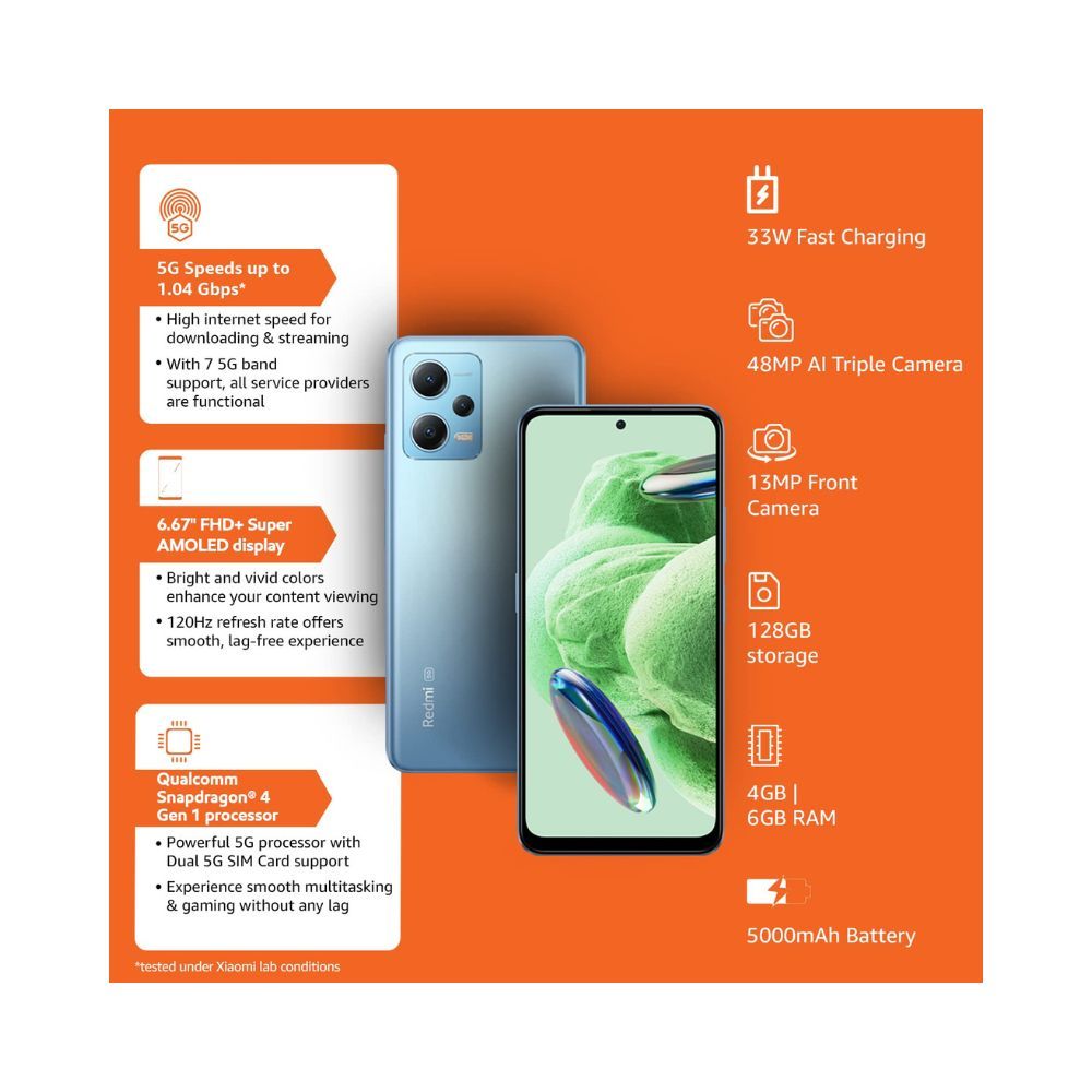 Redmi Note 12 5G Mystique Blue 4GB RAM 128GB ROM