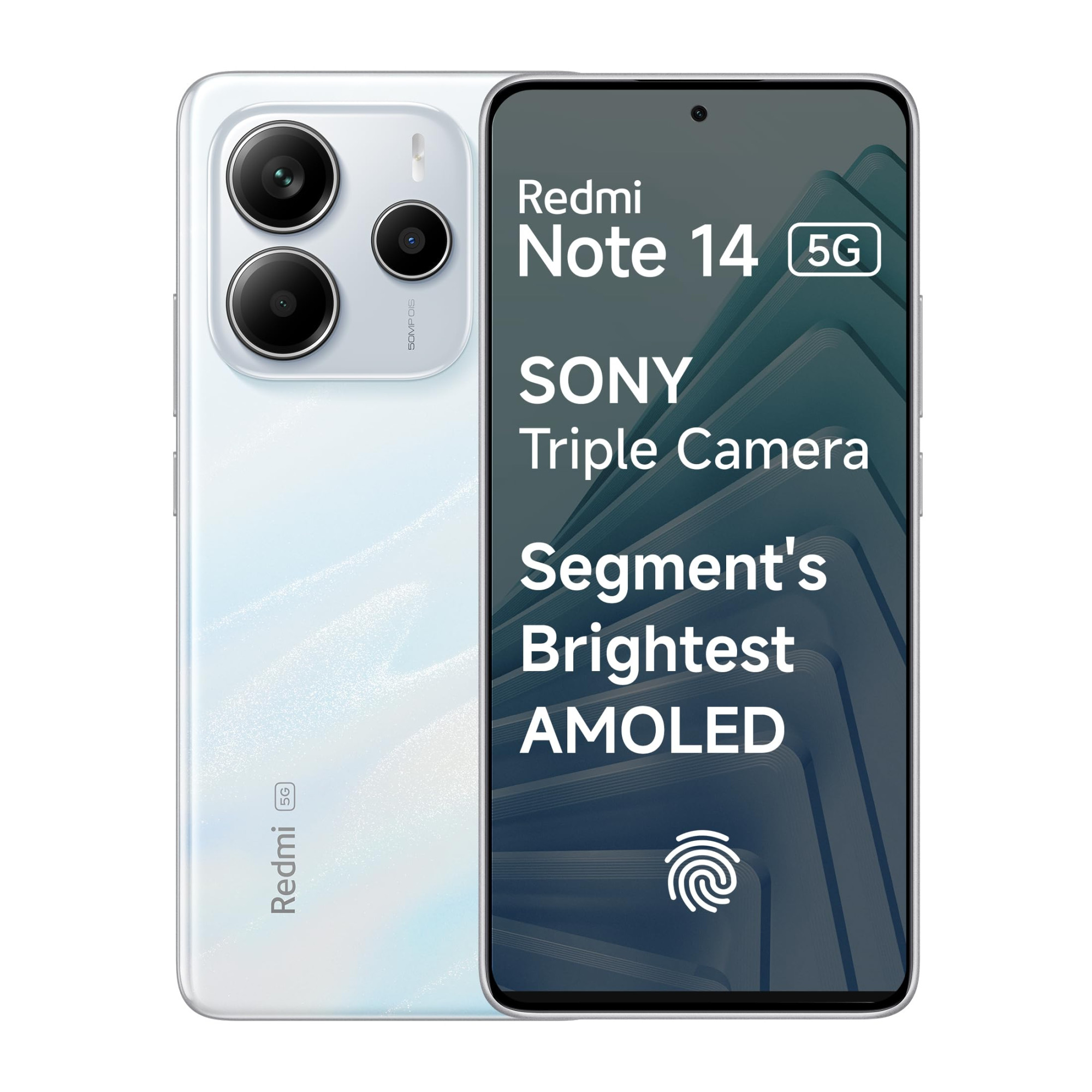 Redmi Note 14 5G Mystique White 6GB RAM 128GB Storage  Global Debut MTK Dimensity 7025 Ultra  2100 nits Segment Brightest 120Hz AMOLED  50MP Sony LYT 600 OISEIS Triple Camera