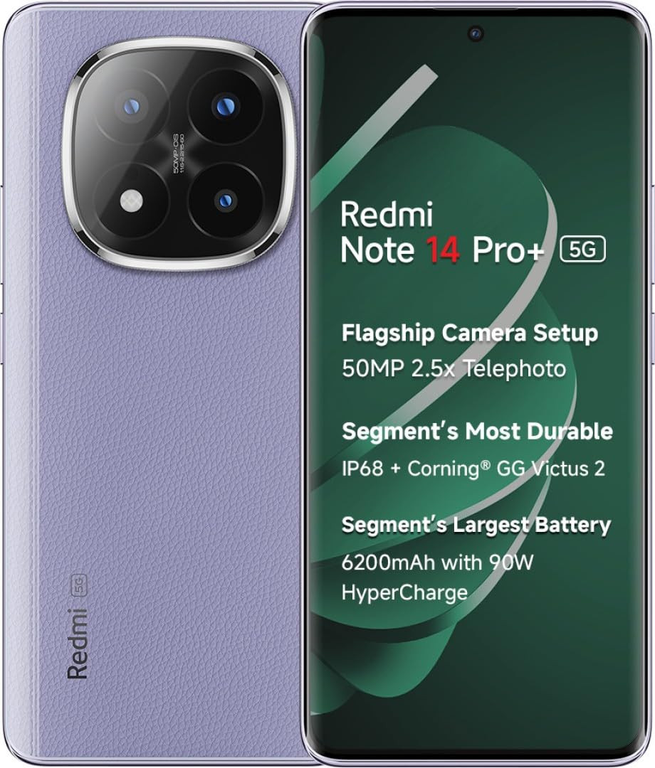 Redmi Note 14 Pro 5G Phantom Purple 8GB RAM 128GB Storage  Snapdragon 7s Gen 3 Processor  AMOLED Display  Dual Nano-SIM  6200mAh Battery