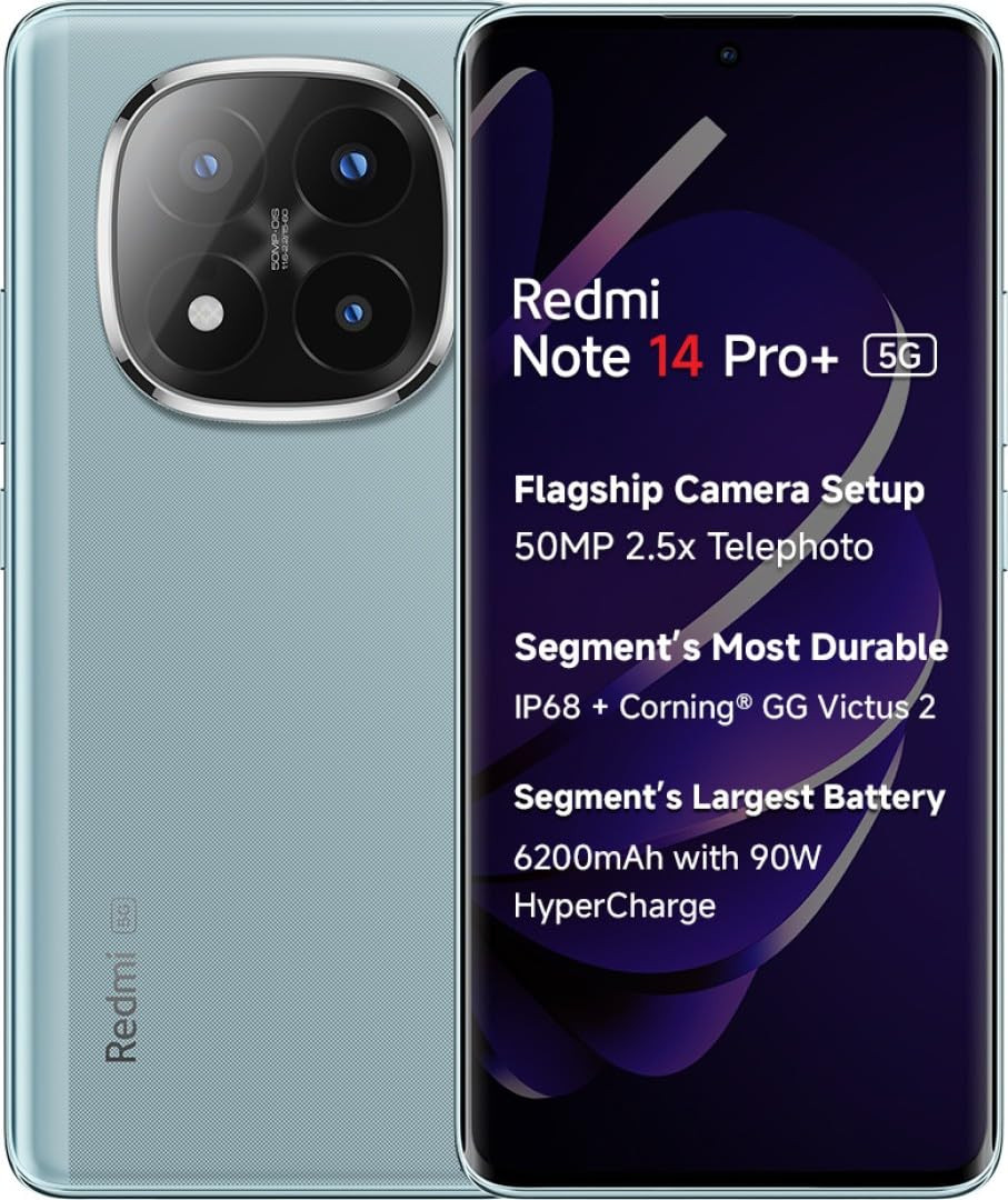 Redmi Note 14 Pro 5G Spectre Blue 8GB RAM 128GB Storage  Snapdragon 7s Gen 3 Processor  AMOLED Display  Dual Nano-SIM  6200mAh Battery