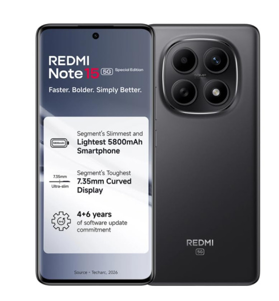 Image of Redmi Note 15 SE 5G Smartphone, Carbon Black, 8GB RAM, 128GB Storage, 5800mAh Battery, IP66 Military Grade