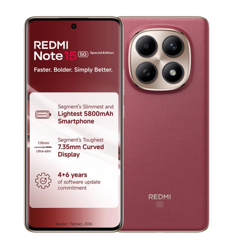Redmi Note 15 SE 5G Smartphone Crimson Reserve 6GB RAM 128GB 5800mAh Battery IP66 Military Grade