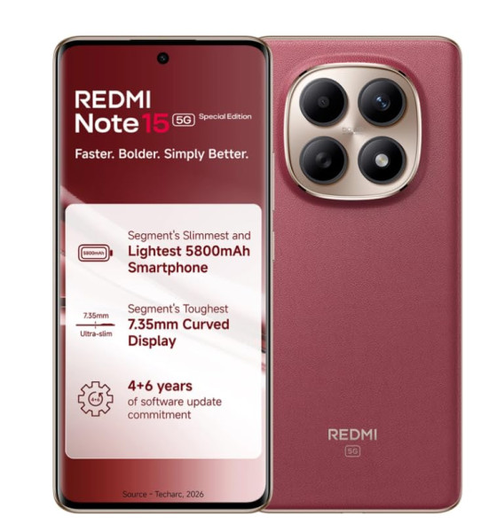 Image of Redmi Note 15 SE 5G Smartphone, Crimson Reserve, 6GB RAM, 128GB, 5800mAh Battery, IP66 Military Grade