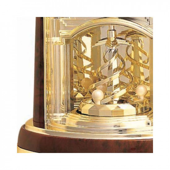 RHYTHM Elegant Brown Golden Color Wood Grain Case Rotating Swarovski Crystal Pendulum Table Top Home Decor Office Desk Mantel Clock for Gifts (Size: 18.1 x 12.3 x 29.3 CM | Weight: 920 grm)