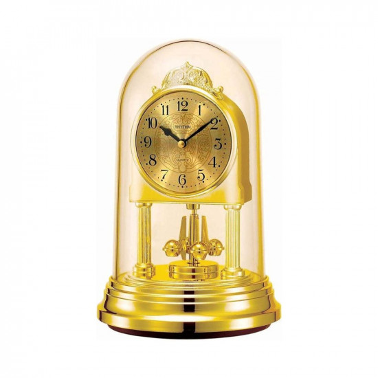 Rhythm (Japan Decorative Golden Color Plastic Case Contemporary Motion Rotating Pendulum Anniversary Analog Clock (Size: 11 x 17.5 x 11 CM | Weight: 380 grm)