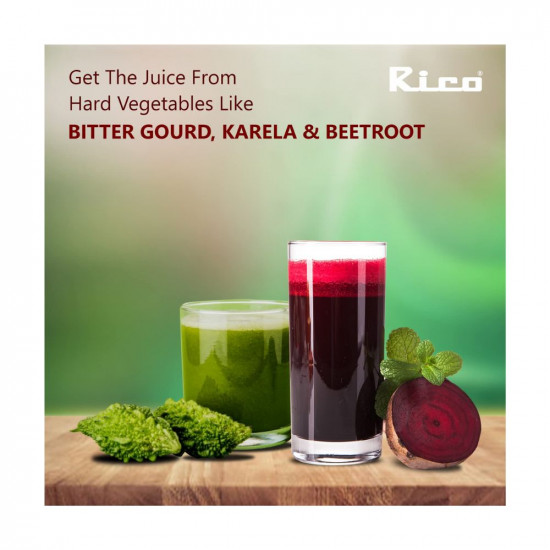 Rico Electric Juicer For All Fruits & Vegetables-2 Years Replacement Warranty Made With Japanese Technology - Isi Marked-Fully Automatic Juicer With Max Juice & Min Fruit Wastage -Made In India- Black
