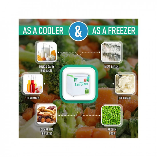 Rockwell 209 Ltr 5 Star Single Door Convertible GREEN Deep Freezer-GFR250SDUC (10 yr Warranty on body,Upto 53% Power Saving,100% copper coil)
