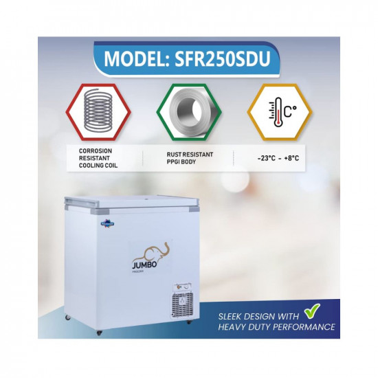 Rockwell SFR250SDU Single Door Convertible Deep Freezer-236 Ltr (4 yrs Compressor Warranty, Low power Consumption)