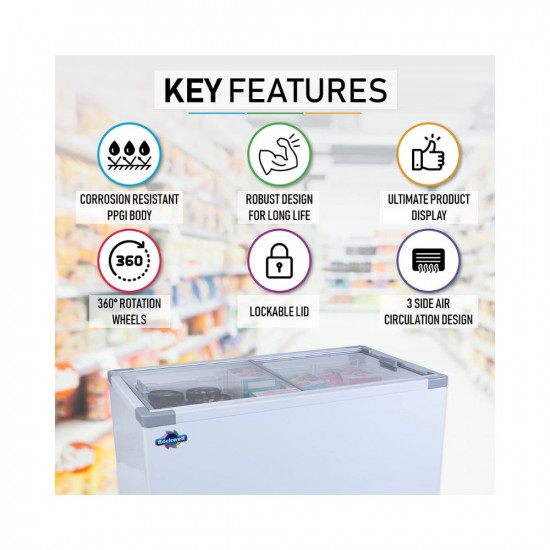 Rockwell SFR350GT Glass Top Deep freezer-346 Ltr (Heavy Duty Compressor, Low power Consumption)