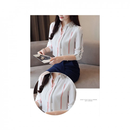 ROYALICA Women Shirts Striped Blouse Spring Long Sleeve Office Work Wear Tops Clothes New