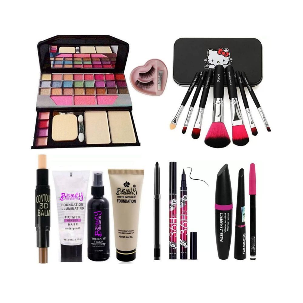 Rupali 7pcs Makeup Brush set with Eyeshadow,3D contour,Primer, Fixer, Foundation, Kajal