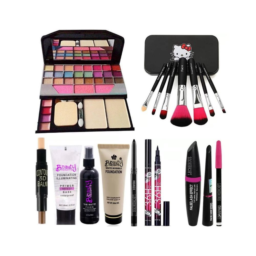 RUPALI 7pcs Makeup Brush Set With perfect Makeup eyeshadow Kit,3d Contour Stick,primer, Fixer