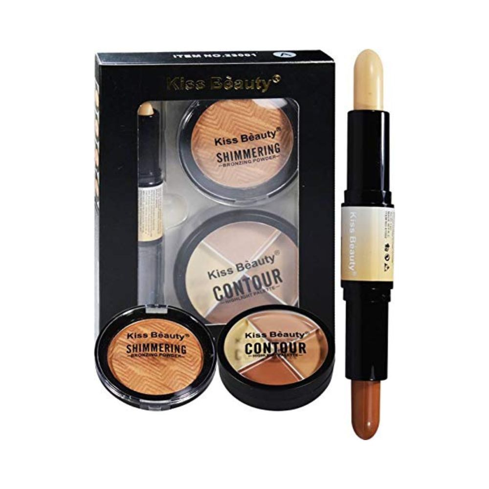 Rupali K I Ss Beauty Face 3in1 Contour Kit 23001 Concealer (34 G) With 7 Pc Makeup Brush Set