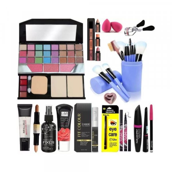 Rupali Makeup Eyeshadow Combo Kit With Steel Ball Under Eye Roller For Women&#039;s (17 Items Set)