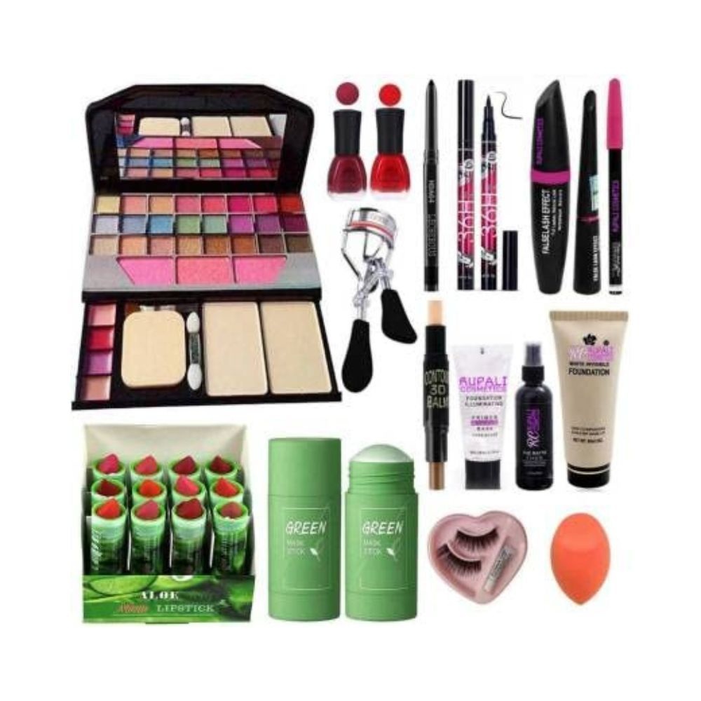 Rupali Makeup Kit -Eye Shadow Palette,GreenTea Mask,12pc matte lipstick, Sketch eyeliner