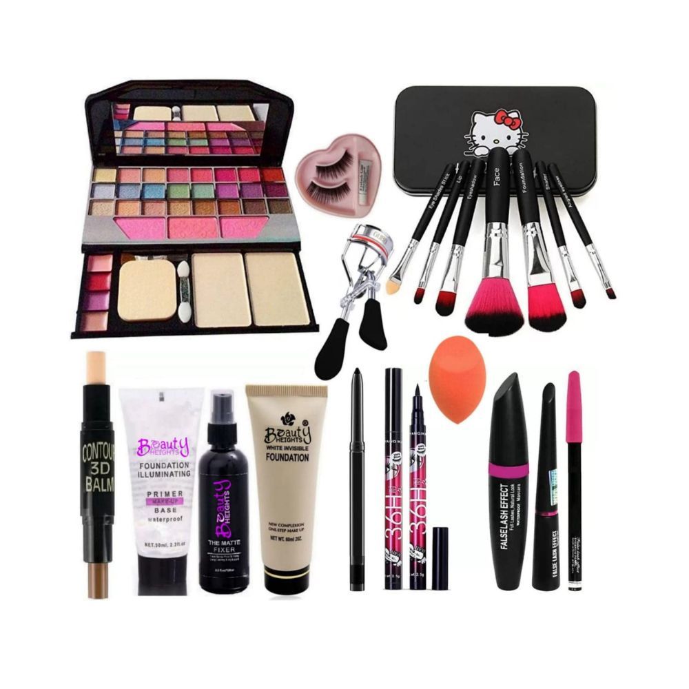 Rupali Makeup kit-7pcs Makeup Brush,Eyeshadow,3D contour,Primer, Fixer, Foundation, Kajal