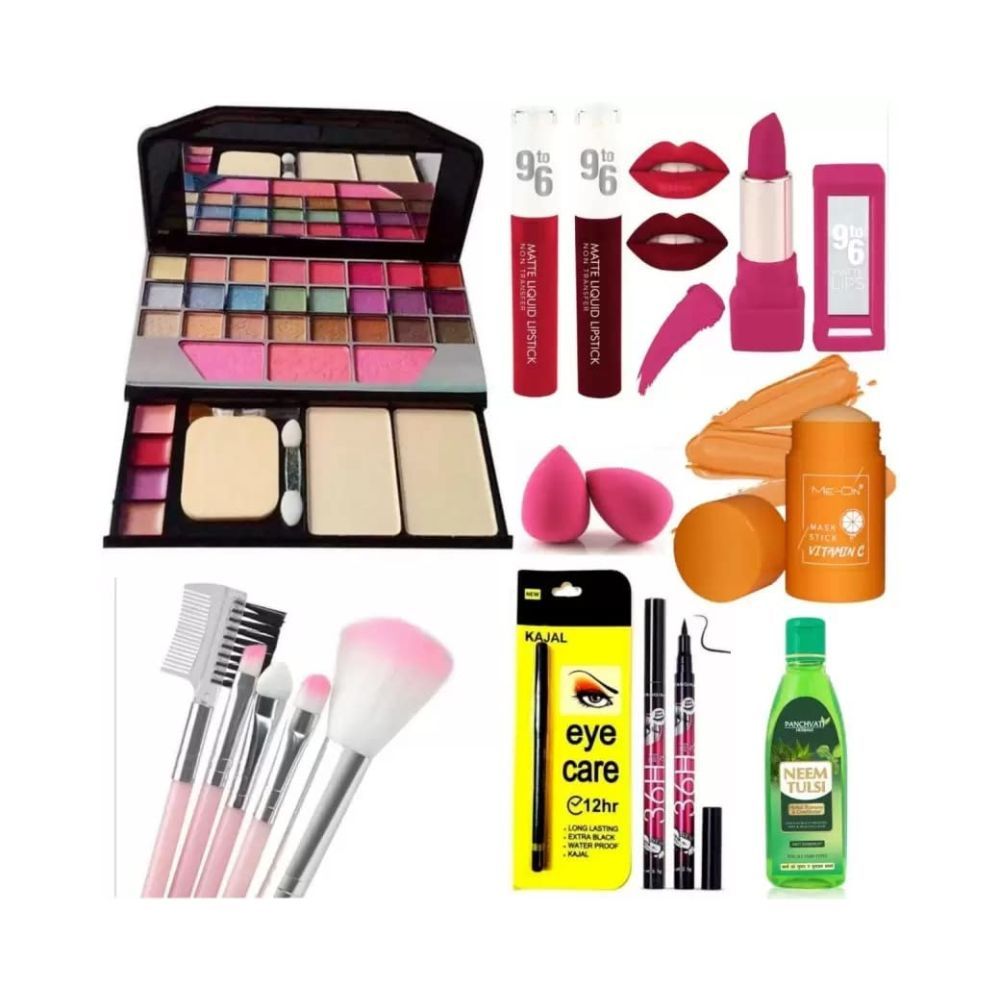 Rupali Perfect Makeup Eyeshadow Combo Kit With Panchvati Herbals Neem Tulsi Shampoo 100ml (11 Items Set)