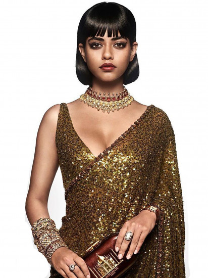 Sabyasachi Mehendi Green Sequins Party Wear Saree With Blouse(Un-Stitched)