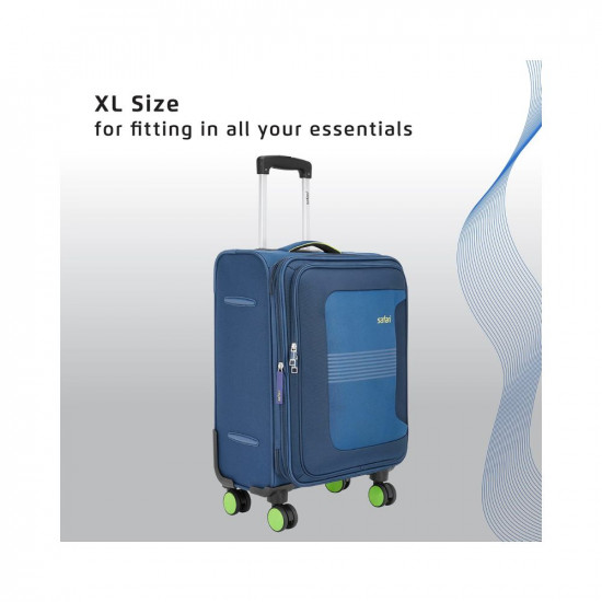 Safari Antitheft Trolley luggage bag, Small size, 8 wheel travel luggage for men and women, Cabin luggage, 59cm, Blue