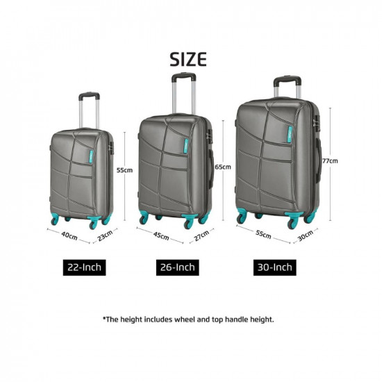 Safari Crypto 27 Cms Medium Check-in Polycarbonate Hard Sided 4 Wheels Smooth Wheels Luggage- Suitcase, Gunmetal Grey