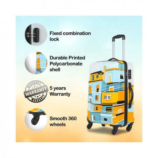 Safari Oasis 65 cms Medium Check-in Polycarbonate (PC) Hard Sided 4 Wheels 360 Degree Rotation Luggage/Suitcase/Trolley Bag (Multicolor)