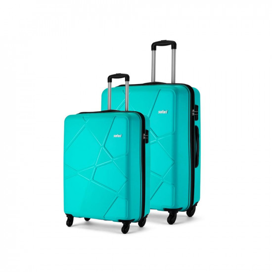 Safari Pentagon 2 Pc Set 55 cms & 65 cms- Small and Medium Polypropylene (PP) Hard Sided 4 Wheels 360 Degree Rotation Luggage Set/Suitcase Set/Trolley Bag Set (Cyan-Blue)