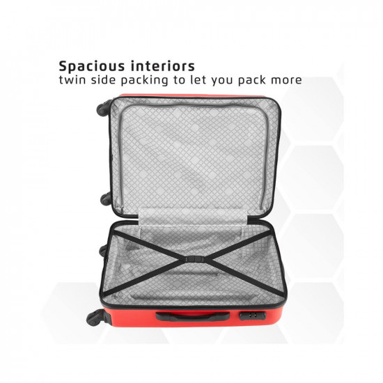 Safari Pentagon 65 cms Medium Check-in Polypropylene (PP) Hard Sided 4 Wheels 360 Degree Rotation Luggage/Suitcase/Trolley Bag (Cherry Red)