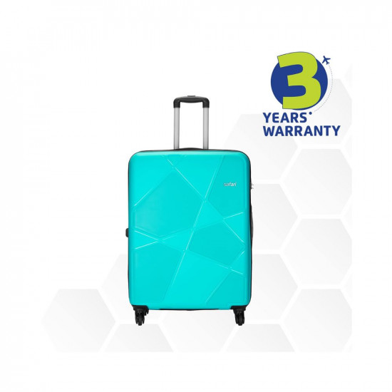 Safari Pentagon 65 cms Medium Check-in Polypropylene (PP) Hard Sided 4 Wheels 360 Degree Rotation Luggage/Suitcase/Trolley Bag (Cyan Blue)