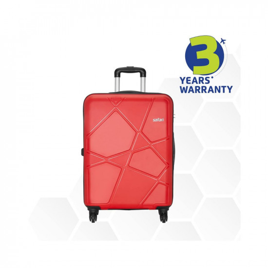 Safari Pentagon Trolley Bag Set, Small, Medium & Large Suitcase for Travel, 4 Wheel 55, 65 & 75 cm Red Luggage for Men and Women, Polypropylene Hard Side Cabin and Check in Bag