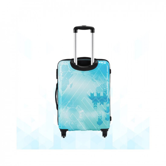 Safari RAY Voyage 52 and 65 Cms Small and Medium Polycarbonate (PC) Hard Sided 4 Wheels 360 Degree Wheeling System Luggage Sets, Printed Blue/Cyan