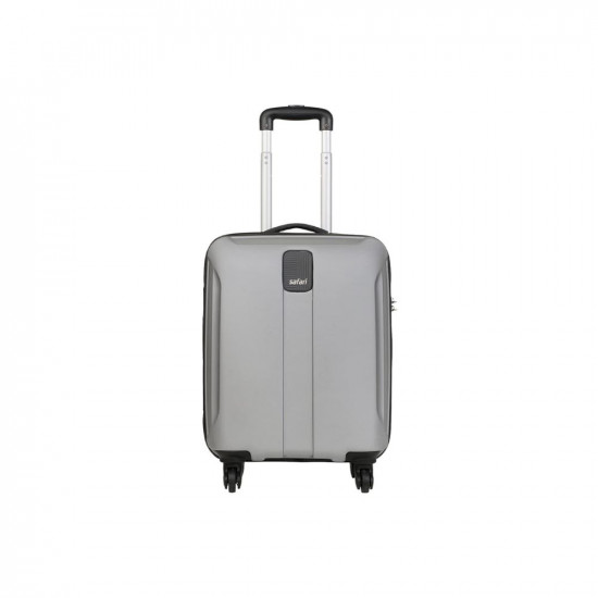 Safari Thorium Sharp Antiscratch 55 Cms Polycarbonate Silver Cabin 4 Wheels Hard Suitcase, Small